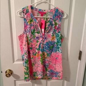 Lilly Pulitzer Vibrant Floral Sleeveless Top